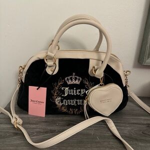 Juicy Couture Black and Beige Royal Satchel Purse